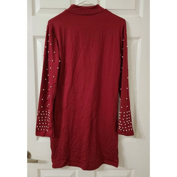 ❤️ Pearls Embellished Nightclub Bodycon Christmas Party Red Dress XL, XXL NEW - Picture 10 of 16